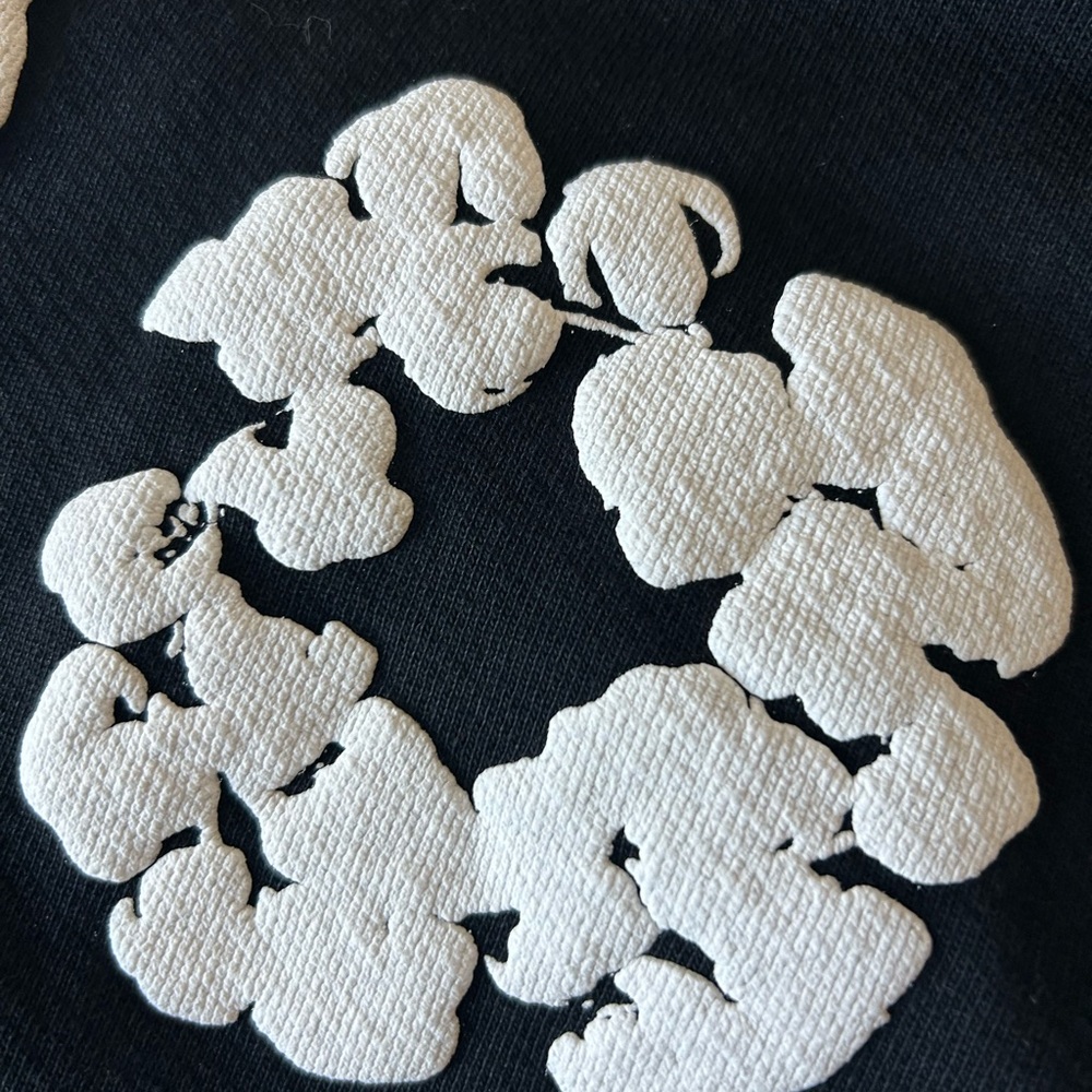 Black and white denim tear Hoodie medium